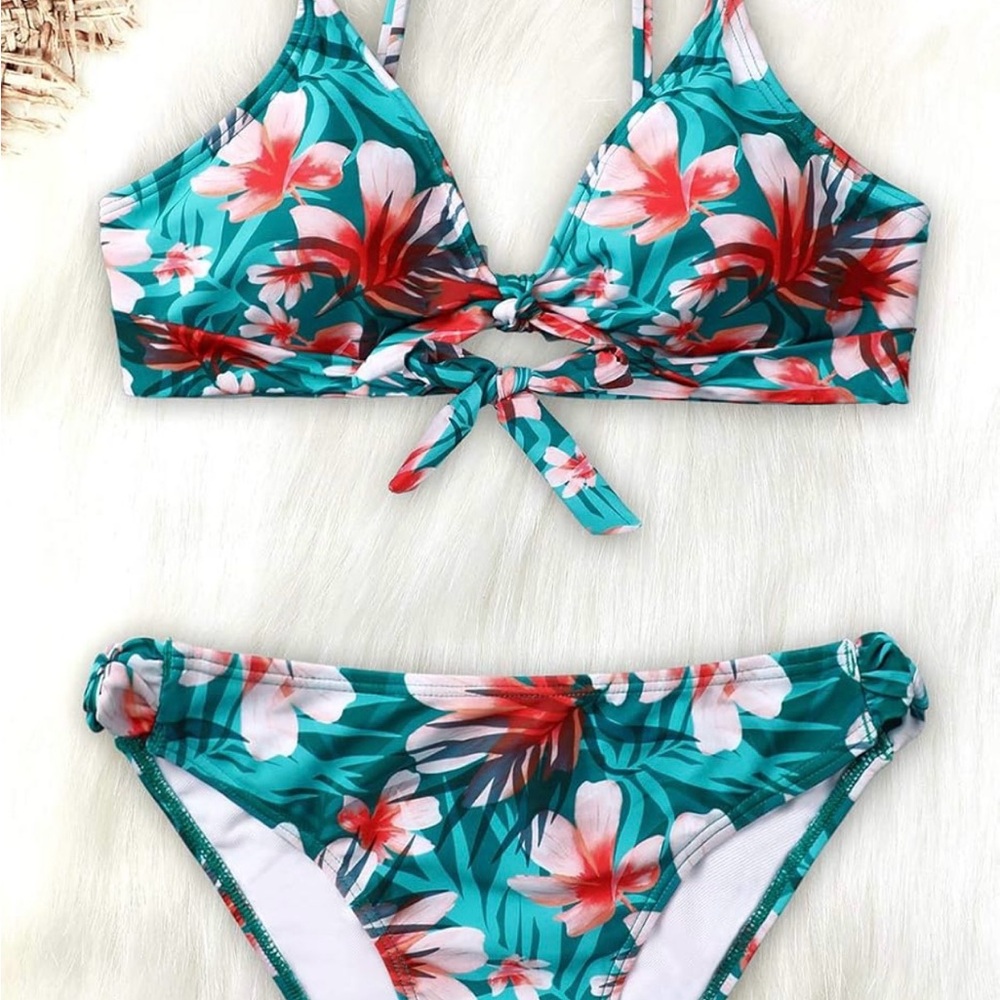 Floral Bikini Set with Tropical Print